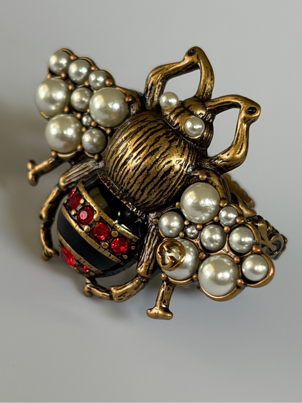 Monogram Pearl  and Crystal Bee Ring  7
NWOT